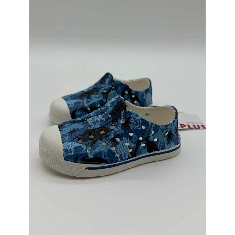 Funcoo Plus Toddler Water Shoes Blue Dinosaur Print Slip On Size 6 US 22 EU